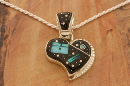 Calvin Begay Night Sky Design Sterling Silver Heart Pendant